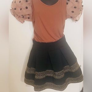 Brown sheer polka dot sleeve shirt